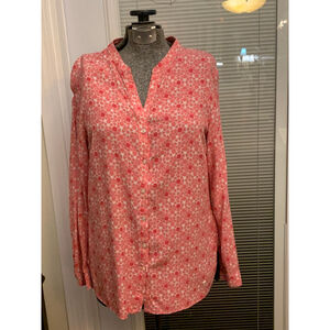 Women's Olsen Europe Pink & White Floral Button Down Shirt S